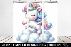 Cute Baby Unicorn Dancing Cloud | 20 Oz Tumbler Product Image 2