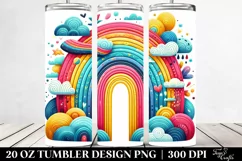 Colorful Vibrant Rainbow with Clouds | 20 Oz Tumbler Product Image 2