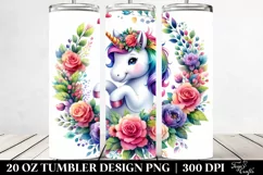 Cute Unicorn Floral Wreath Tumbler Product Image 2
