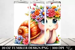 Cartoon-Style Snail with Flower Crown | 20 oz Tumbler Product Image 2