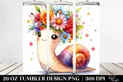 Cartoon-Style Snail with Flower Crown | 20 oz Tumbler Product Image 2