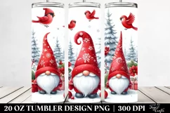 Cute Red Christmas Gnomes Clipart, Transparent 20 Oz Tumbler Product Image 2