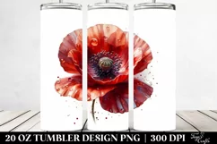 Shiny Poppy with Watercolor Splash | 20 Oz Tumbler Product Image 2