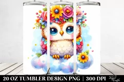 Cute Owl with Flower Crown 20 Oz Tumbler Product Image 2