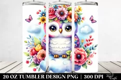 Cute Owl with Flower Crown 20 Oz Tumbler Product Image 2