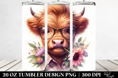 Highland Cow with Flower Bouquet, Transparent 20 Oz Tumbler Product Image 2