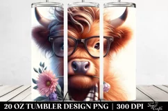 Highland Cow with Flower Bouquet, Transparent 20 Oz Tumbler Product Image 2