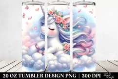 Cute Baby Unicorn Surrounded by Petals | 20 Oz Tumbler Product Image 2