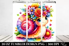 Cartoon-Style Snail with Flower Crown | 20 oz Tumbler Product Image 2