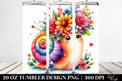Cartoon-Style Snail with Flower Crown | 20 oz Tumbler Product Image 2