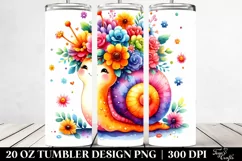 Cartoon-Style Snail with Flower Crown | 20 oz Tumbler Product Image 2