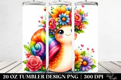 Cartoon-Style Snail with Flower Crown | 20 oz Tumbler Product Image 2