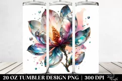 20 Oz Tumbler Sublimation | Shiny Magnolia | Watercolor Product Image 2