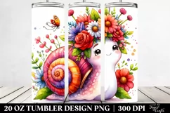Cartoon-Style Snail with Flower Crown | 20 oz Tumbler Product Image 2