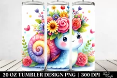 Cartoon-Style Snail with Flower Crown | 20 oz Tumbler Product Image 2