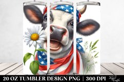 Colorful Cow Portrait with Daisy | 20 Oz Tumbler Product Image 2