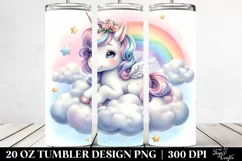 Cute Baby Unicorn on Cloud | 20 Oz Tumbler Product Image 2