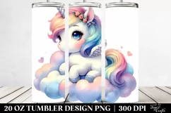 Cute Baby Unicorn on Cloud | 20 Oz Tumbler Product Image 2