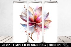 20 Oz Tumbler Sublimation | Shiny Magnolia Watercolor Product Image 2