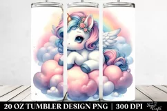 Cute Baby Unicorn on Cloud | 20 Oz Tumbler Product Image 2