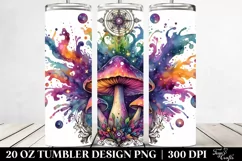 Vibrant Celestial Mushroom Clipart 20 Oz Tumbler Product Image 2