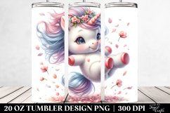 Cute Unicorn Spring Petals | 20 Oz Tumbler Product Image 2