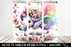 Cute Baby Unicorn Tumbling with Petals | 20 Oz Tumbler Product Image 2