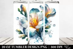 20 Oz Tumbler Sublimation | Glossy Freesia Watercolor Product Image 2