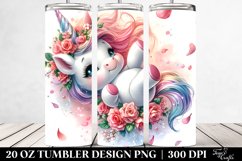 Cute Baby Unicorn Tumbling with Petals | 20 Oz Tumbler Product Image 2
