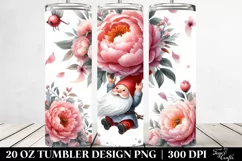 Cute Gnome with Peonies | 20 oz Tumbler Product Image 2