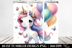 Cute Unicorn Balloons | 20 Oz Tumbler Product Image 2