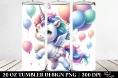 Cute Unicorn Balloons | 20 Oz Tumbler Product Image 2