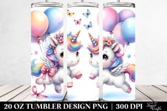 Cute Baby Unicorn Dancing with Balloons | 20 Oz Tumbler Product Image 2