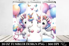 Cute Baby Unicorn Dancing with Balloons | 20 Oz Tumbler Product Image 2