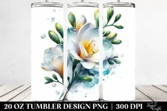 20 Oz Tumbler Sublimation | Glossy Freesia Watercolor Product Image 2