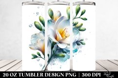20 Oz Tumbler Sublimation | Glossy Freesia Watercolor Product Image 2