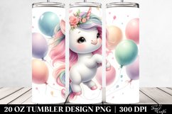 Cute Baby Unicorn Dancing with Balloons | 20 Oz Tumbler Product Image 2