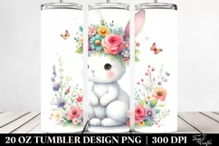 Cute Rabbit with Flower Crown | 20 oz Tumbler Product Image 2