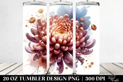 20 Oz Tumbler Sublimation | Glossy Chrysanthemum Watercolor Product Image 2