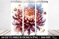 20 Oz Tumbler Sublimation | Glossy Chrysanthemum Watercolor Product Image 2
