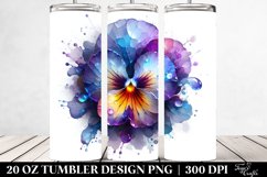 20 Oz Tumbler Sublimation | Glossy Pansy Watercolor Splash Product Image 2