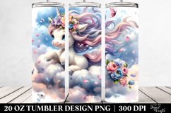 Cute Baby Unicorn Tumbling with Petals | 20 Oz Tumbler Product Image 2