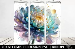 20 Oz Tumbler Sublimation | Glossy Chrysanthemum Watercolor Product Image 2