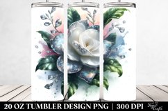 20 Oz Tumbler Sublimation | Shiny Gardenia Watercolor Product Image 2