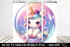 Cute Baby Unicorn Bubble | 20 Oz Tumbler Product Image 2
