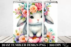 Cute Rabbit with Flower Crown 20 Oz Tumbler Product Image 2