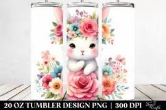 Cartoon-Style Pastel Rabbit with Flower Crown, 20 Oz Tumbler Product Image 2
