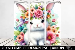 Cute Rabbit with Flower Crown 20 Oz Tumbler Product Image 2