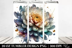 20 Oz Tumbler Sublimation | Glossy Chrysanthemum Watercolor Product Image 2