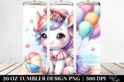 Baby Unicorn with Beachwear and Balloons | 20 Oz Tumbler Product Image 2